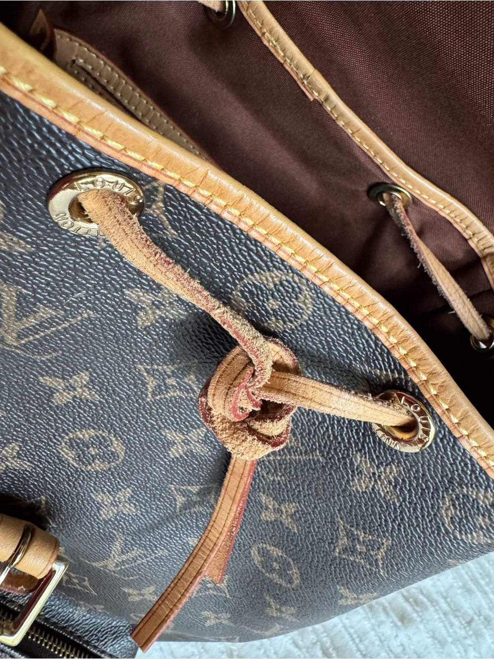 Backpack Drawstring Backpack in Brown - Picture 3 of 8